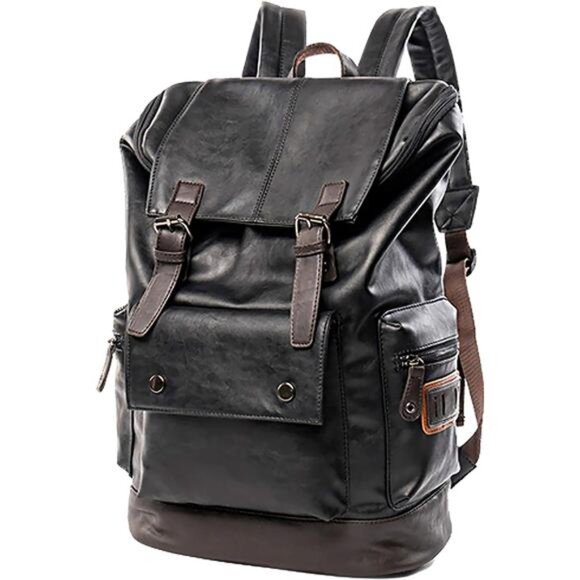 PU Leather Laptop Backpack,Vintage Travel Rucksack for College,Large main image 5